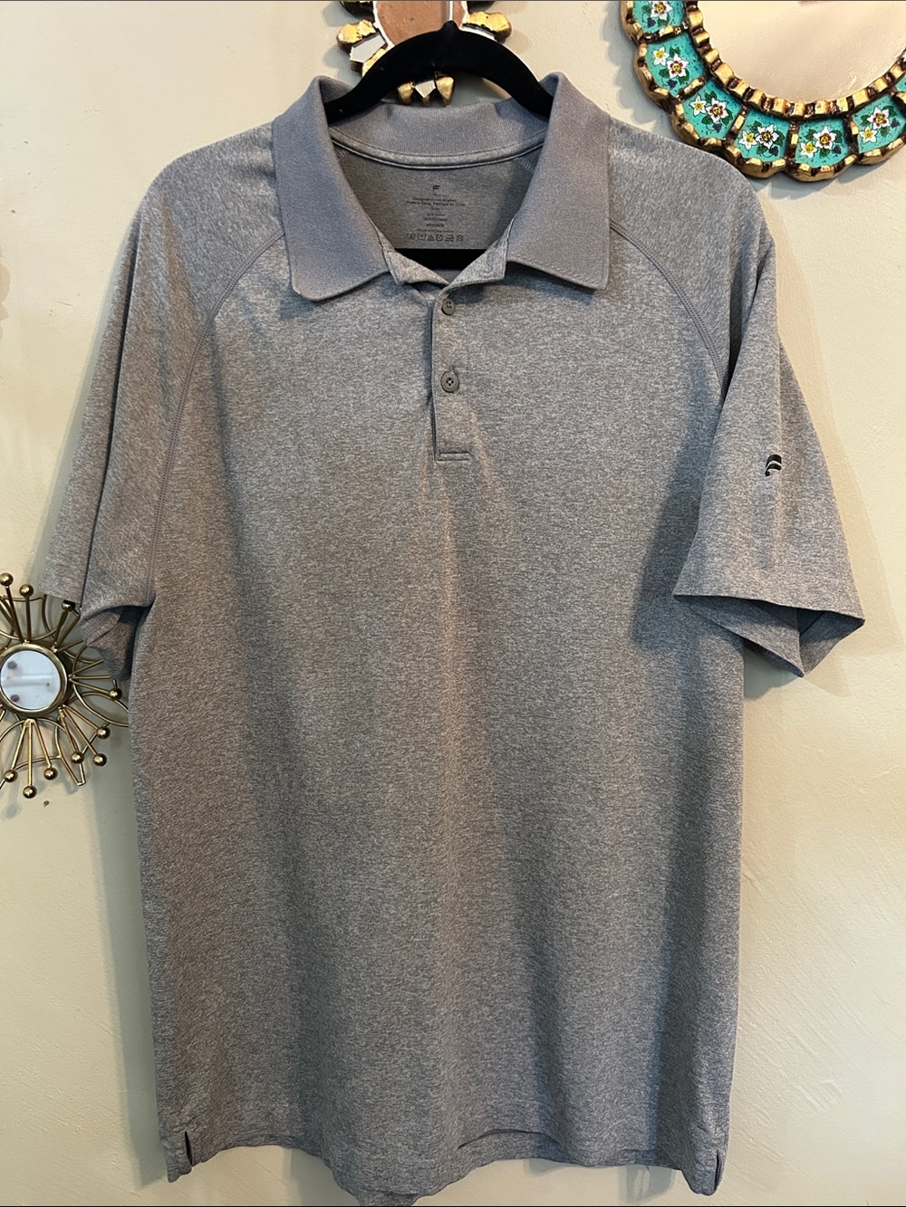 Fabletics Mens Gray Performance Polo Short Sleeve Shirt Preppy Golf Size XL